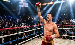 Luvas de boxe em ringue